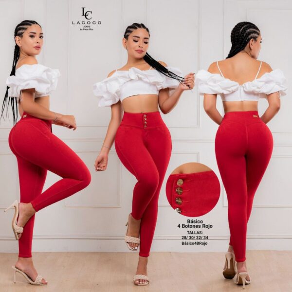 Jeans Push Up Rojo By Jessica